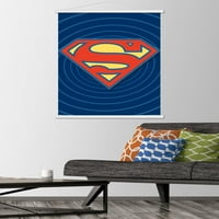 Комикс-Супермен-класически лого плакат за стена с дървена магнитна рамка, 22.375 34