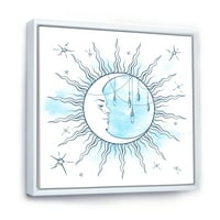 Дизайнарт 'син полумесец със звезди и лунен камък Висулки' Бохемски & еклектична рамка платно за стена арт