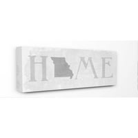 Ступел индустрии Мисури дом държавна карта сив неутрален текстурирани дума дизайн платно стена изкуство от