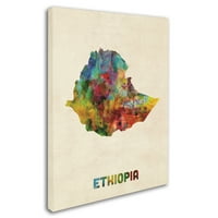 Изобразително изкуство 'карта с акварел в Етиопия' платно изкуство от Майкъл Томпсет