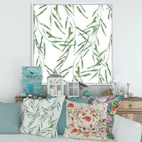 Дизайнарт 'тропически зелени листа на бяло през лятото' тропически рамкирани платно стена арт принт