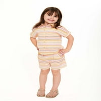 Уондър Нейшън малки момичета повдигнати риза и шорти комплект, размери 12м-5т