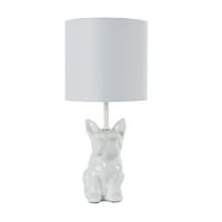 Вашата зона бяла керамика Бостън Териер настолна лампа с крушка