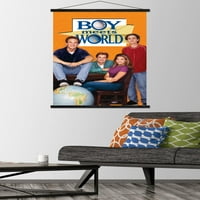 Момче среща света - плакат за стена с дървена магнитна рамка, 22.375 34