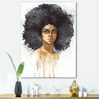Дизайнарт 'портрет на афроамериканка' модерно платно Принт за стена