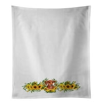 Ши тцу в слънчогледи Бяла кухненска кърпа комплект от