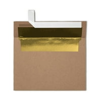 Лукспартер фолио облицовани пликове за покани, пилинг & преса, 1 4, чанта за хранителни стоки кафява с Златна