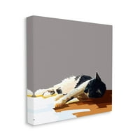 Ступел индустрии спокоен котка лежи в слънчева светлина Графичен Художествена галерия увити платно печат стена изкуство, дизайн от Емили Калина