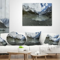 Дизайнарт Нова Зеландия планини панорама - пейзажна печатна възглавница за хвърляне-18х18