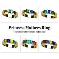 Нана принцеса канал комплект възрастни женски майки пръстен 1-камък, Ден на майката 10к Жълт камък 6