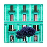 Търговска марка изобразително изкуство 'Долче Вита Рим Корал зелена фасада на сграда' платно изкуство от