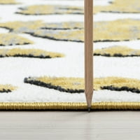 Модерна площ килим Абстрактен жълт, сив хол лесен за почистване