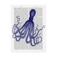 Търговска марка изобразително изкуство 'син октопод 4' платно изкуство от фаб фънки