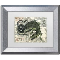 Изобразително изкуство 'Крок карта' платно изкуство от Ник Банток, бял мат, сребърна рамка