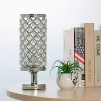 Сребърна Реколта кристална настолна лампа с прозрачни мъниста и метална основа
