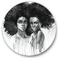 Дизайнарт 'портрет на афроамериканка си' модерен кръг метал Арт - диск от 36