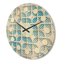 Дизайнарт' 3д синьо и бяло Модел втори ' Модерен дървен стенен часовник от средата на века