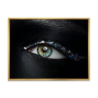 Дизайнарт 'Момичешки Очи С Многоцветни Стъклени Искри' Модерна Рамка Платно Стена Арт Принт