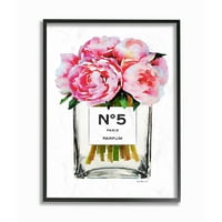 Ступел индустрии моден дизайнер бутилка цвете розови рози акварел рамкирани стена изкуство от Аманда Грийнууд