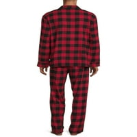 Ханес мъжки и големи мъжки памучен фланел пижама комплект, 2-парче с голям & висок оразмеряване